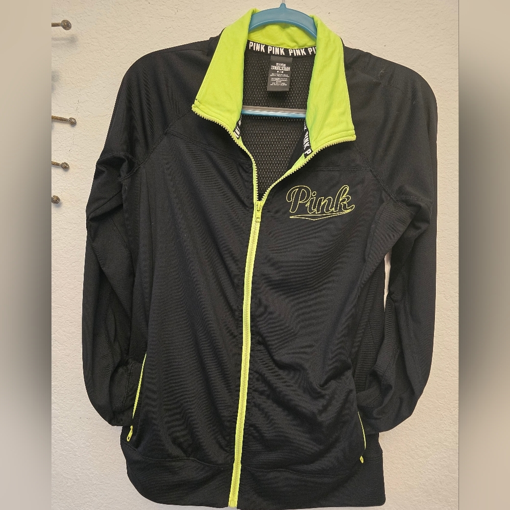 Pink Black and Neon Yellow Zip-Up Jacket For Women